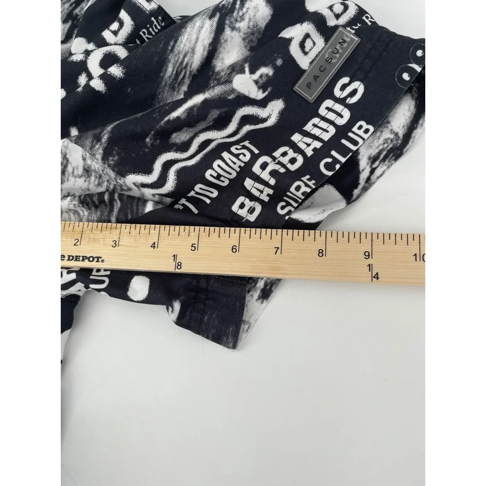 PacSun Swim Trunks Mens Small Black White Barbados Surf‎ Club Graphic Shorts